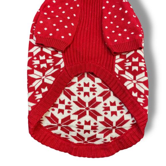 Blueberry Pet Dog Sz XL Hoodie Sweater Pom Nordic Festive Holiday Red White 16” - Picture 8 of 13